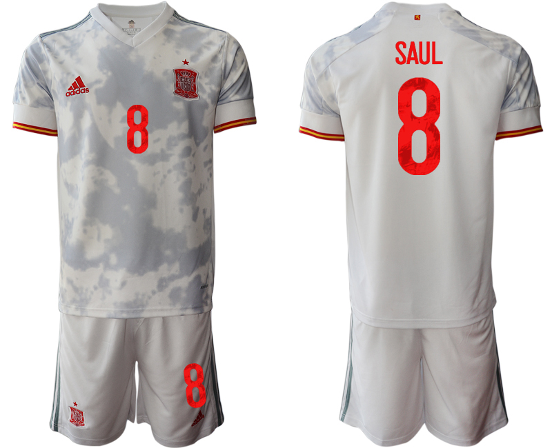 Men 2021 European Cup Spain away white #8 Soccer Jersey